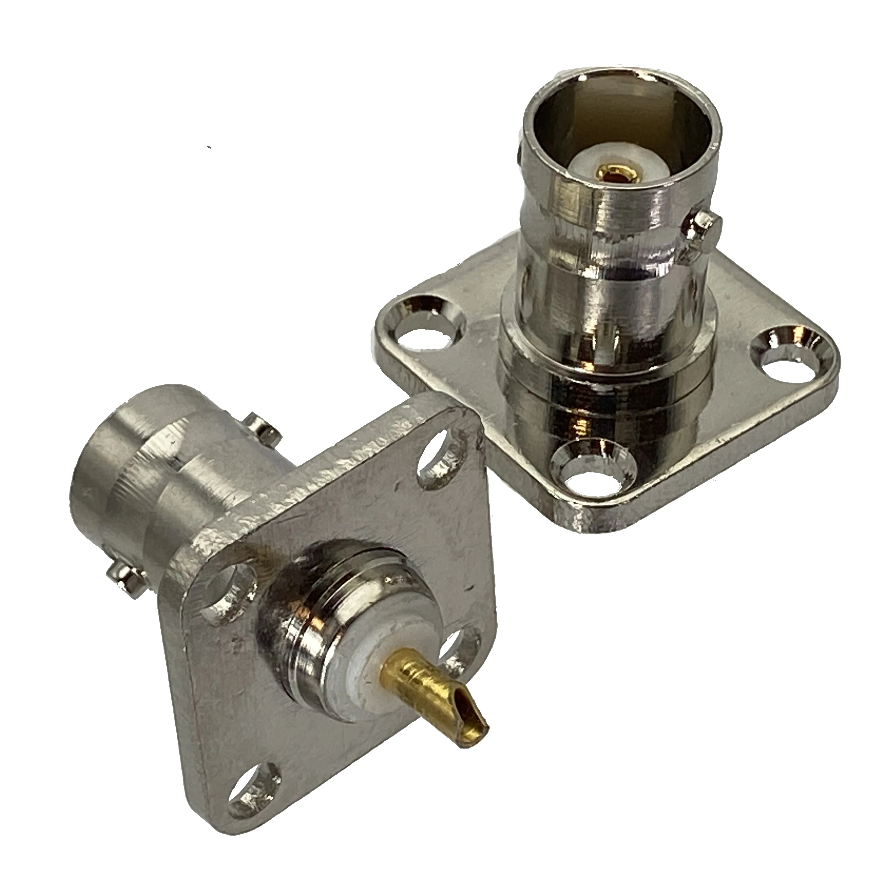Conector Bnc Fêmea Jack 4-flange Furos de Montagem em Painel de Solda Copa rf Coaxial Terminais do Fio Liso 10 Pcs