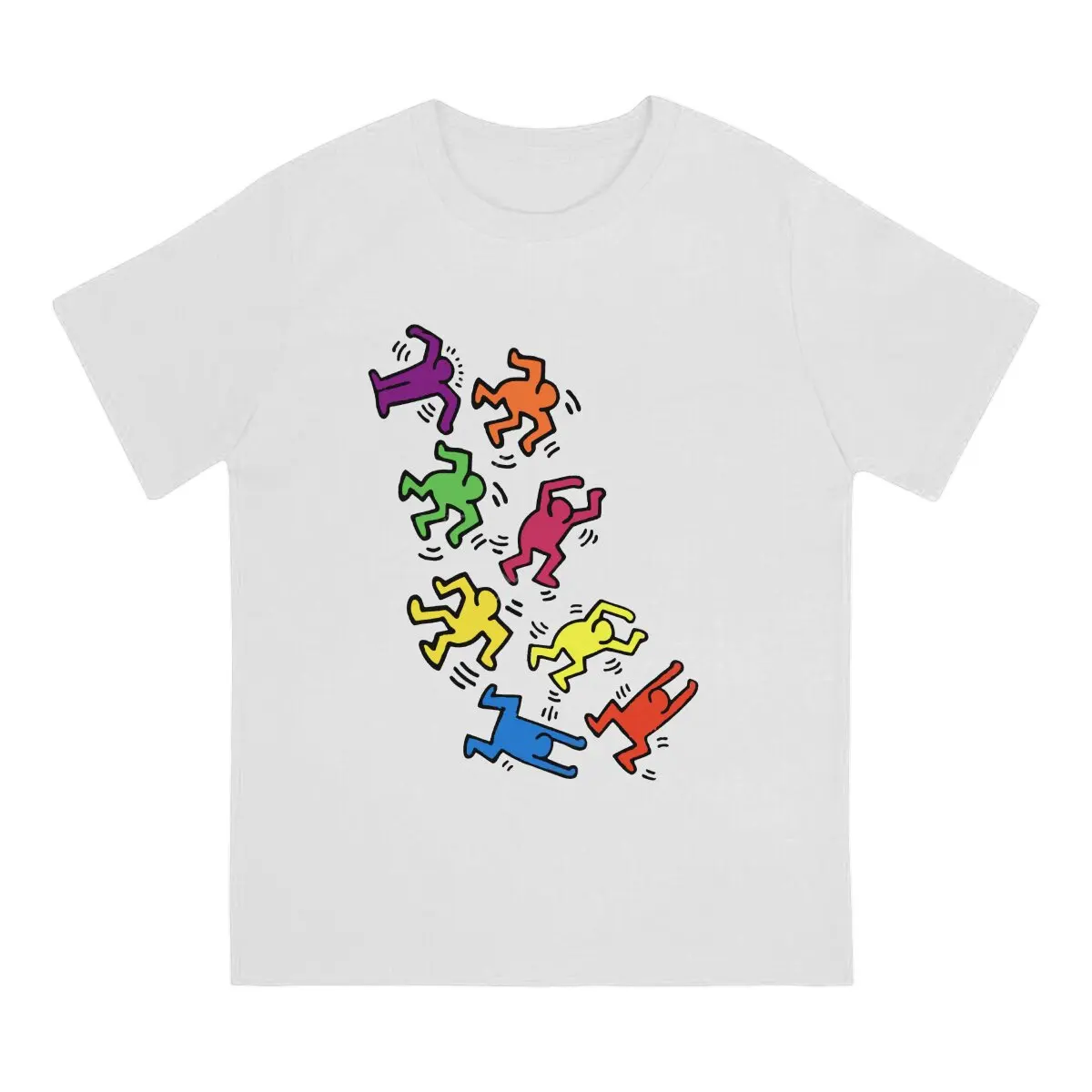 Haring Dance Man Cartoon T-Shirt - 100% Cotton, Short Sleeve, O Neck, Humor Design