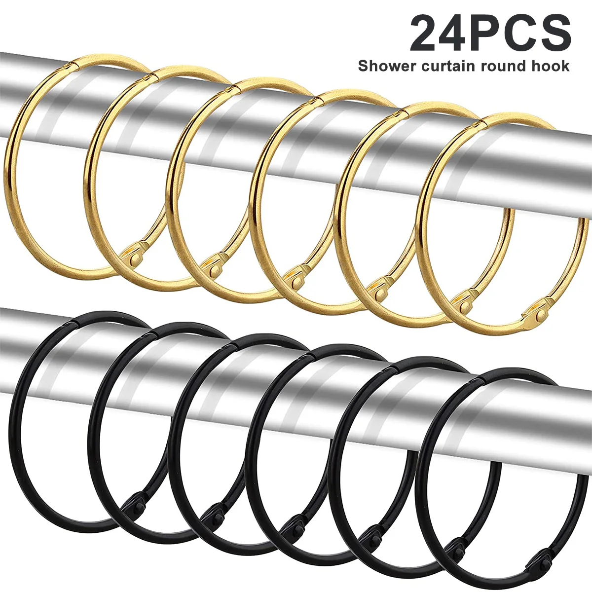 Shower Curtain Rings 24 Pack for Bathroom shower curtain clips