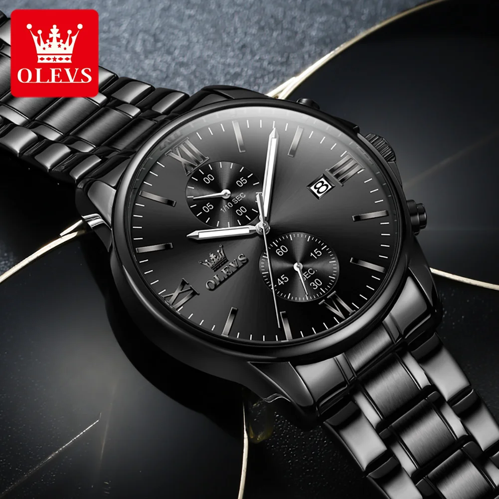 Olevs brandneue Luxus Chronograph Quarzuhr für Herren Edelstahl wasserdichte leuchtende Herren uhren relogio masculino