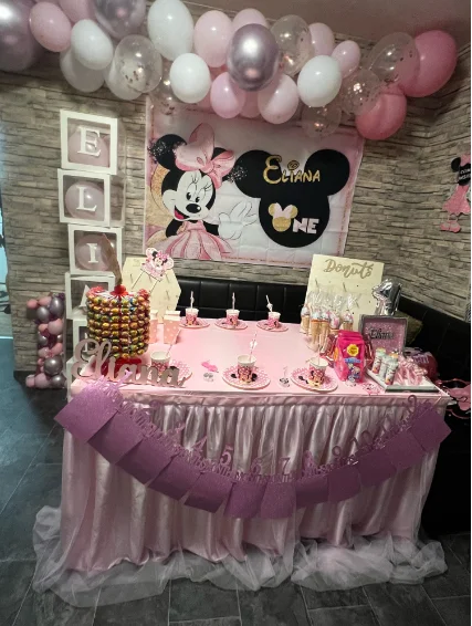 사용자 정의 배경 파티 배경 핑크 디즈니 미니 마우스 생일 장식 어린이 장식 Photozone 벽 배경