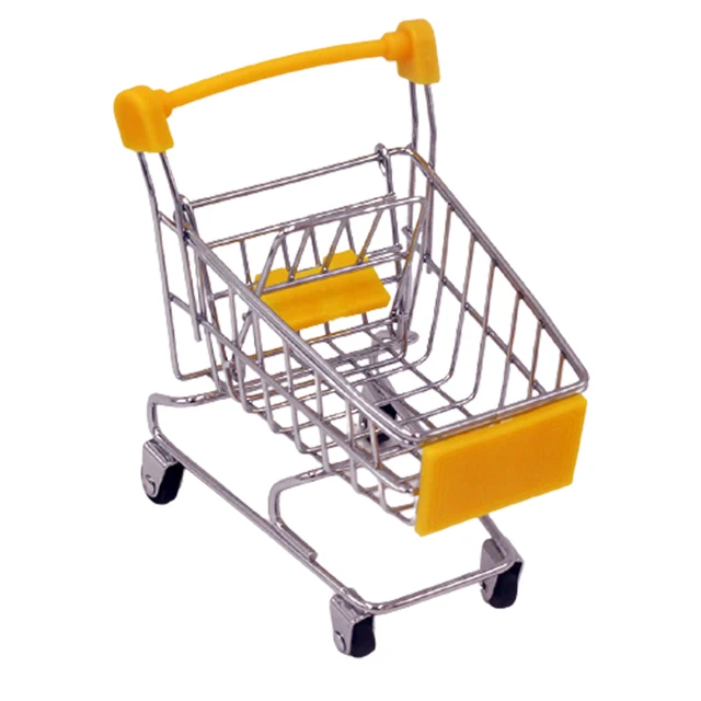 Supermarket Handcart Trolley Mini Shopping Cart Desktop Decor Storage Toy Gift For Kid Dollhouse Furniture Accessories 3