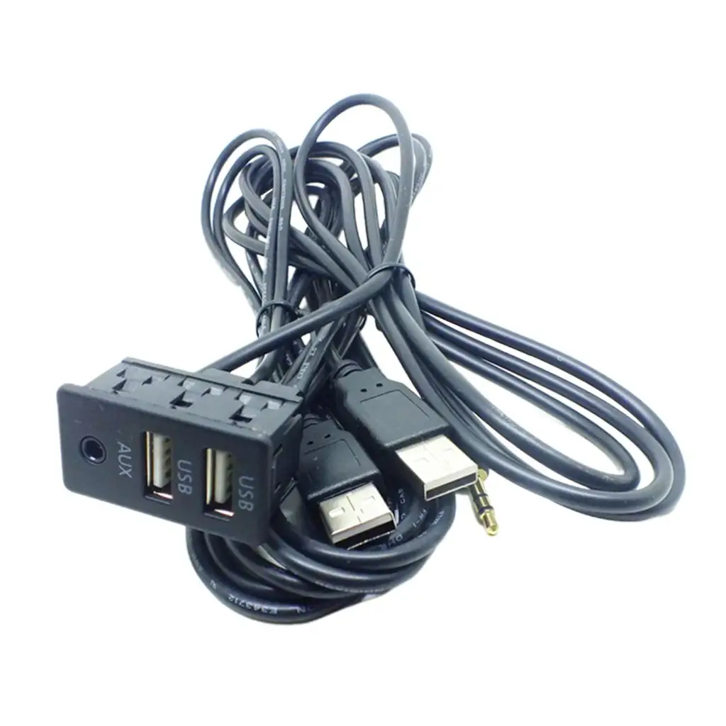 

1,5 м Автомобильный Универсальный AUX + 2 USB аудио приборной панели Удлинительный кабель Шнур