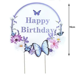 Elegant Purple & Pink Butterfly Cake Toppers with Party Tableware Set (Deep Sapphire)