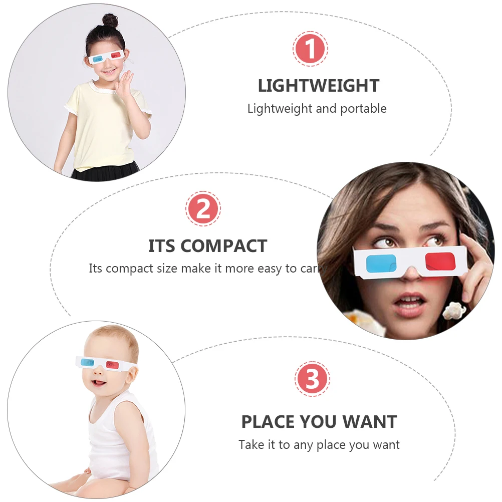100Pcs Christmas Eyeglasses Cardboard Glasses Frame 3d Glasses Anaglyph Christmas Party 3d Viewing