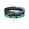 4 pièces/ensemble pierre de galle noire pierre volcanique perles de bois multicouche hommes combinaison Bracelet élastique pour Couple amis bijoux