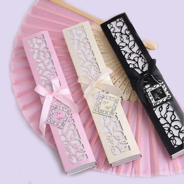 

20pcs Party Wedding Prom Bamboo Fans Wedding Dance Hand Fan with Gift Box Party Favors Marriage Personalized