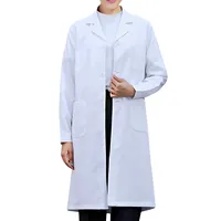 Blouse de laboratoire blanche unisexe à manches longues pour hommes et femmes, col à revers cranté, boutonné, uniforme d'infirmière médicale, tunique 1