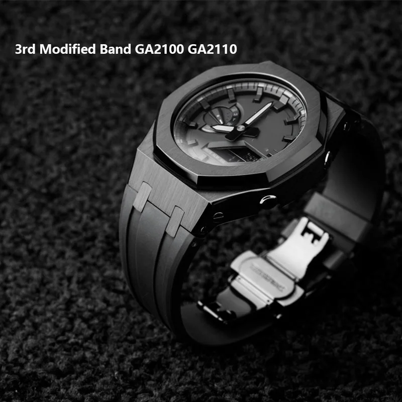 

Резиновый ремешок для Casio GA2100 GA2110 Gen3, металлический корпус 3-го поколения из нержавеющей стали, аксессуары для часов