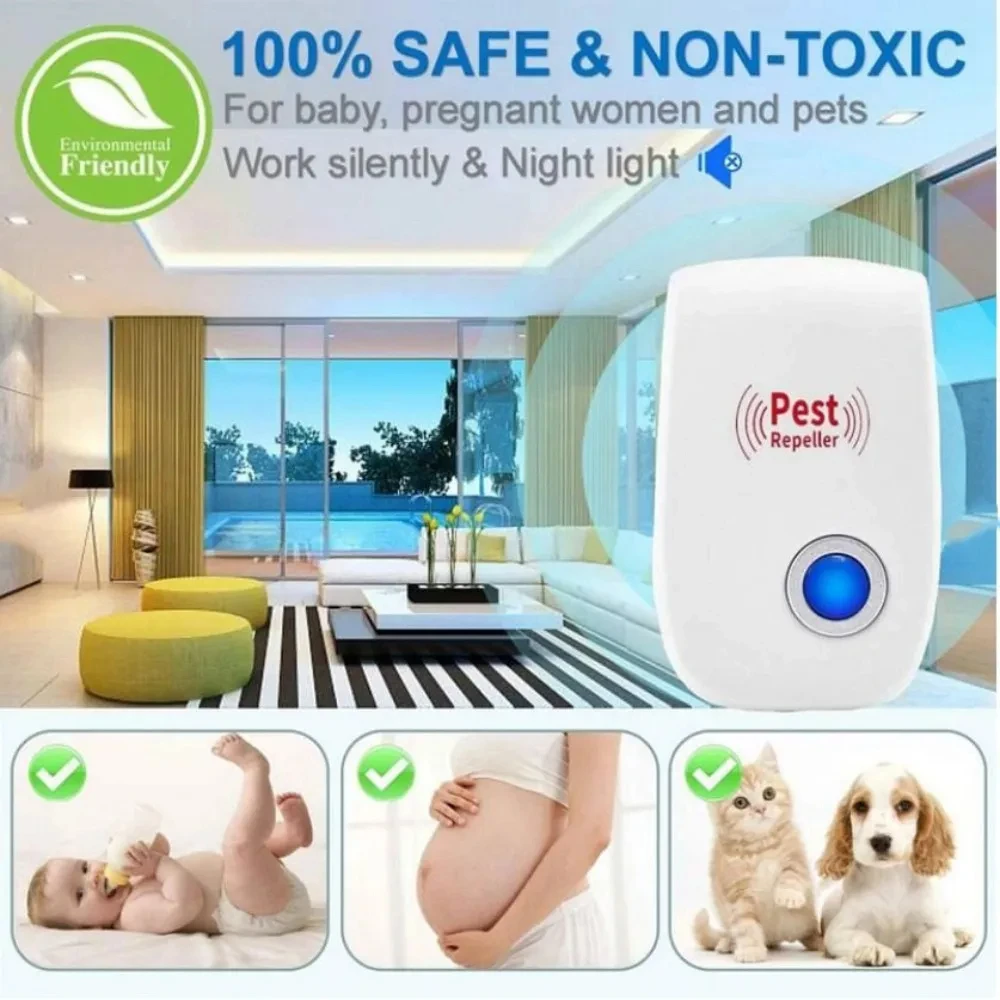 EU/US/UK/AU Plug Ultrasonic Pest Repeller Electric Insect Killer Zapper Non-toxic Mosquito Cockroach Repellent For Home Garden