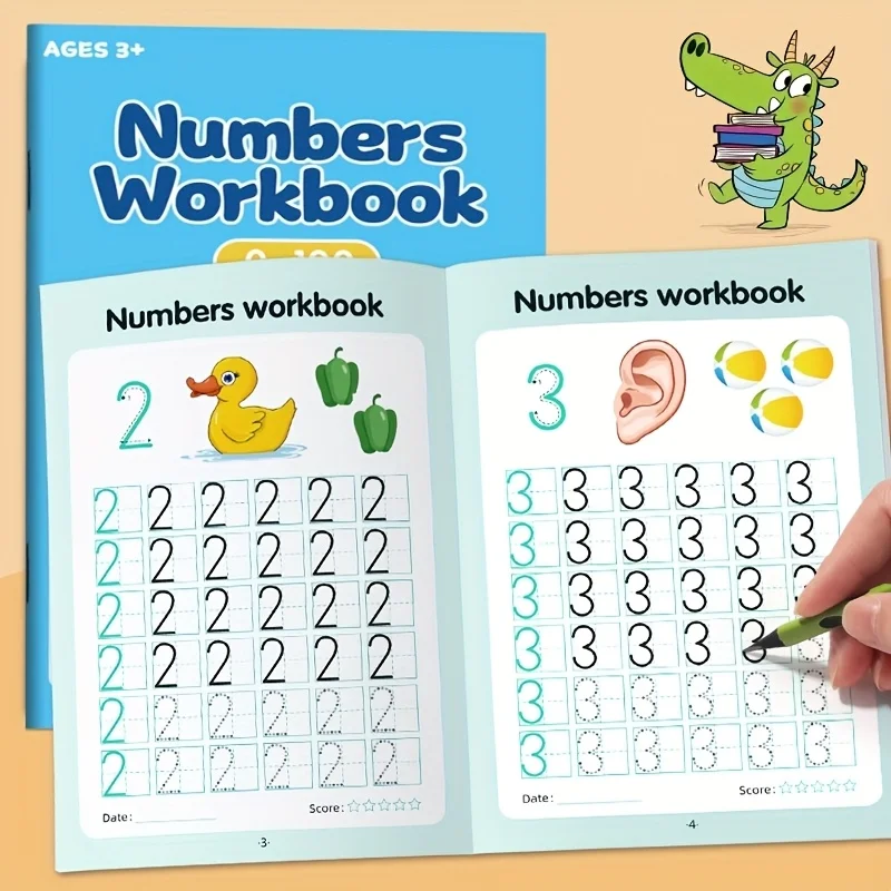 48-Page Children's Exercise Book with Tracing Pages for Numbers 0-100 - Interactive Learning Activities, Home School - Develops Hand-Eye Coordination and Math Skills, Pen Control Writing Practice - 3