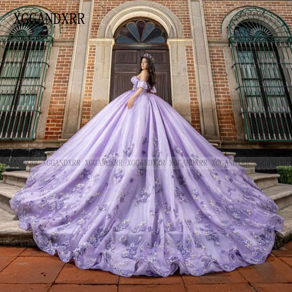 Purple Quinceanera Dress Lace Applique Vestidos De 15 A&ntilde;os Sweet 15 16 Prom Dress Formal Birthday Party Ball Gown Miss