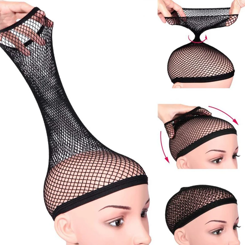 Wig Caps 1 Pcs Wig Caps Black Hair Net Stretch Mesh Two End Universal Caps Making Wigs Free Size