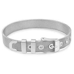 Elegant Titanium Steel 18K Gold - Plated Mesh Bracelet Strap - 15 - 21.5cm (Silver)