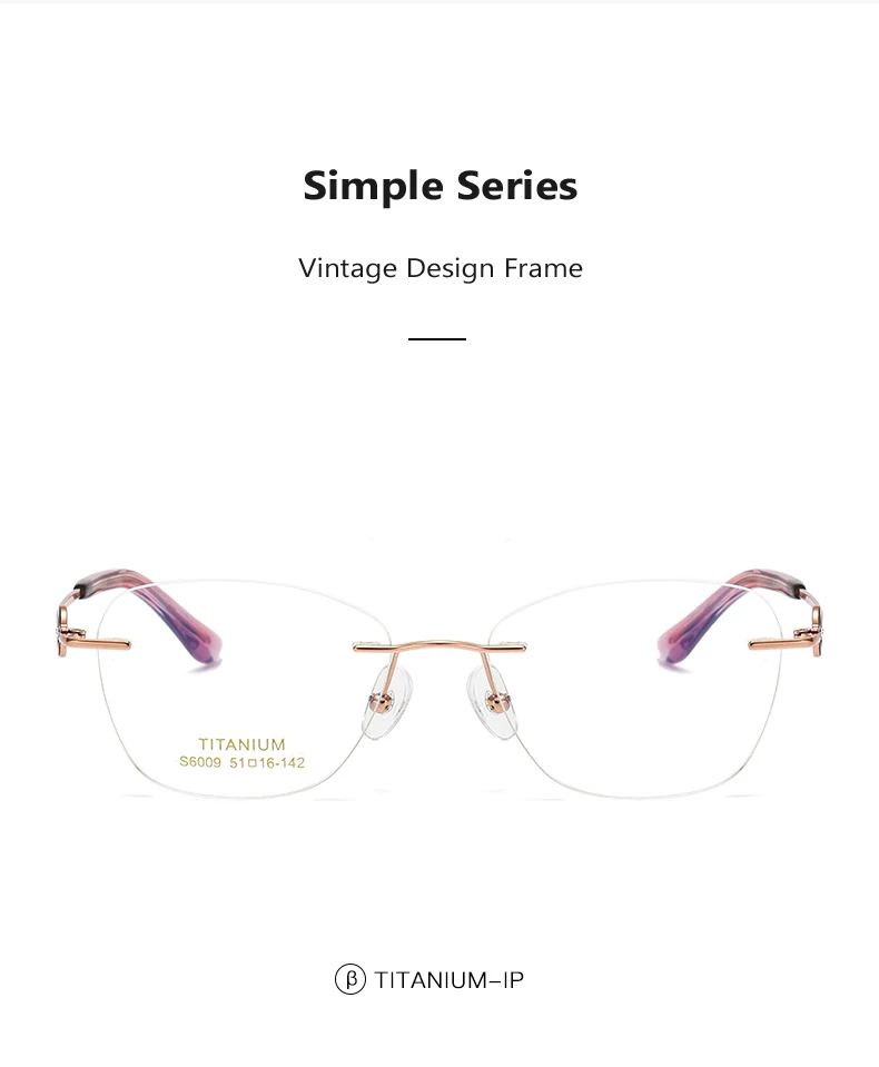 Oveliness Women's Rimless Oval Cat Eye Titanium Eyeglasses 2