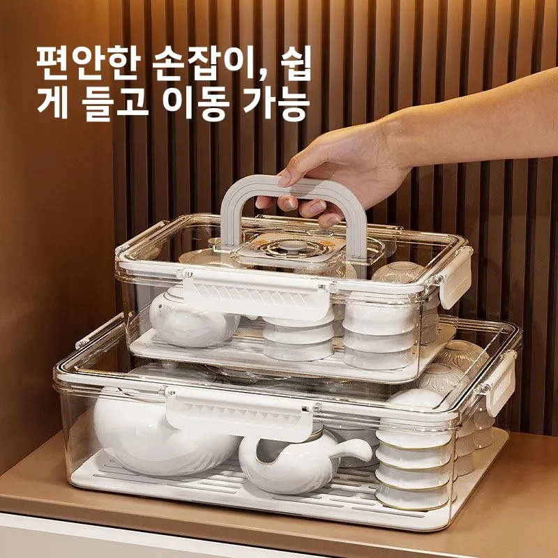 투명 방진 차 세트 보관 상자 커버 포함 주방 캐비닛 정리함 스테인레스 스틸 공푸 찻주전자 와인 컵 홀더