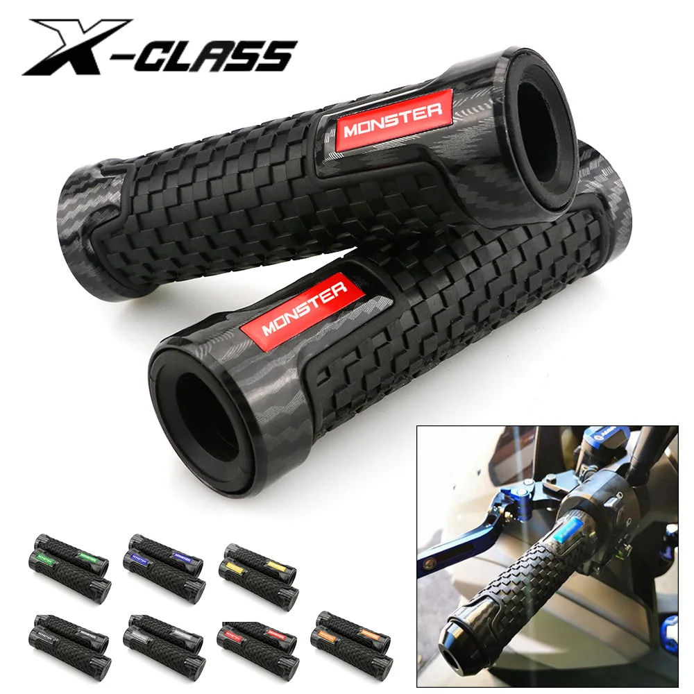 Monster Hand Grips Motorcycle Rubber Plastic Carbon Handlebar Guard Red