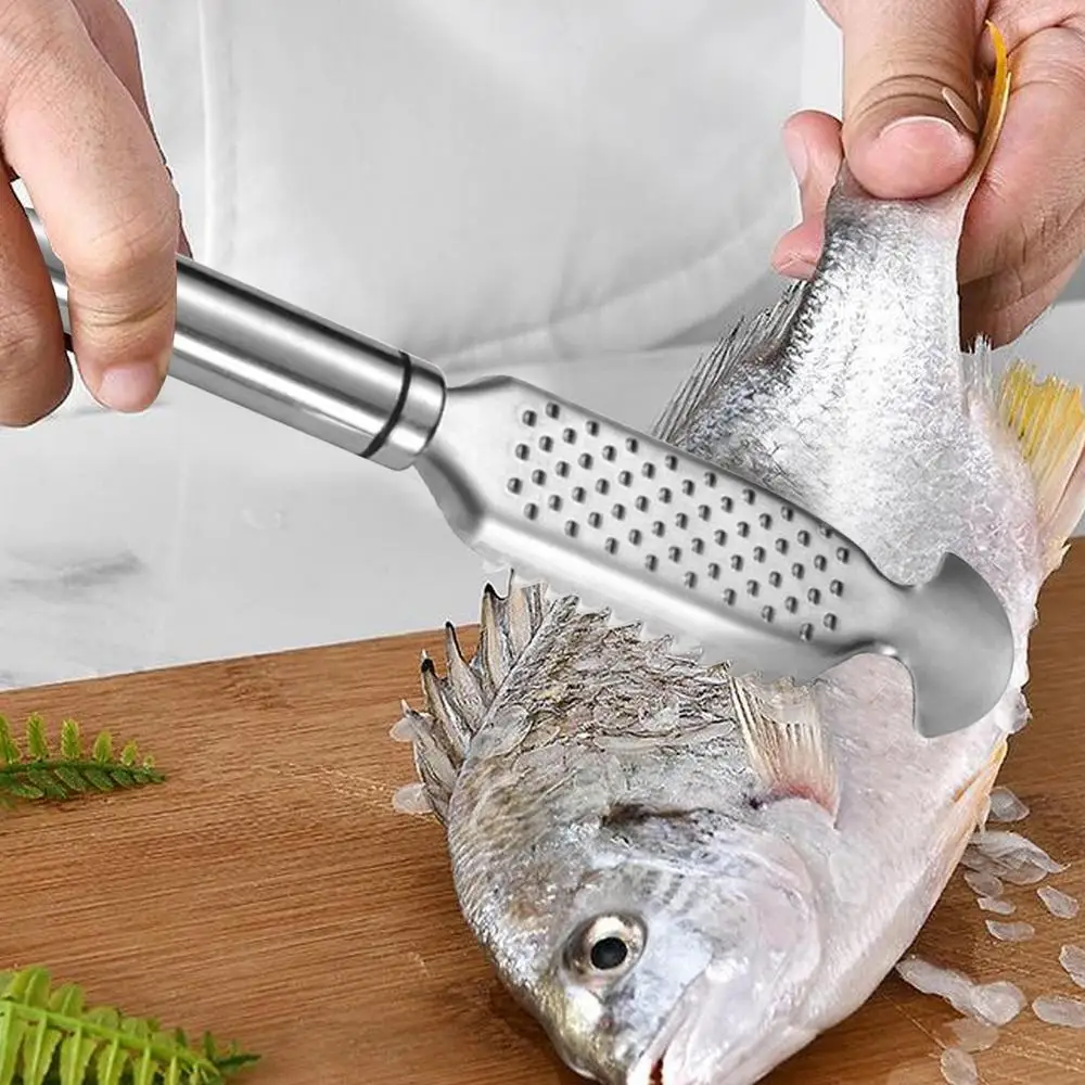 Description Picture 4 of itemFish Scale Remover Stainless Steel Fish Scraper With Ginger Grater Design Fish Cleaning Tool For Kitchen Seafood Markets