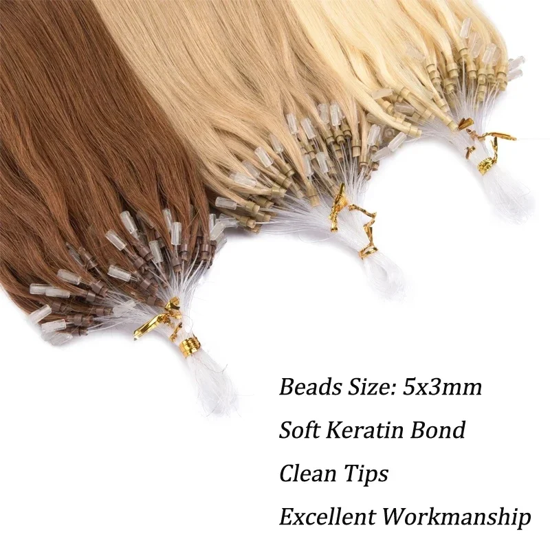 Human Hair Extension Micro Loop Invisible Natural Hair Extensions for Women Straight Brazilian Remy Fishing Line 50pcs 50g