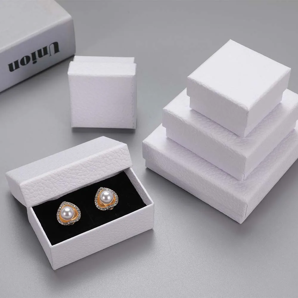 New 10pcs Bulk Jewelry Packaging Boxes Ring Earring Gift Box 7x7x3cm Paper Case Necklace Bracelet Storage Organizer Small Box