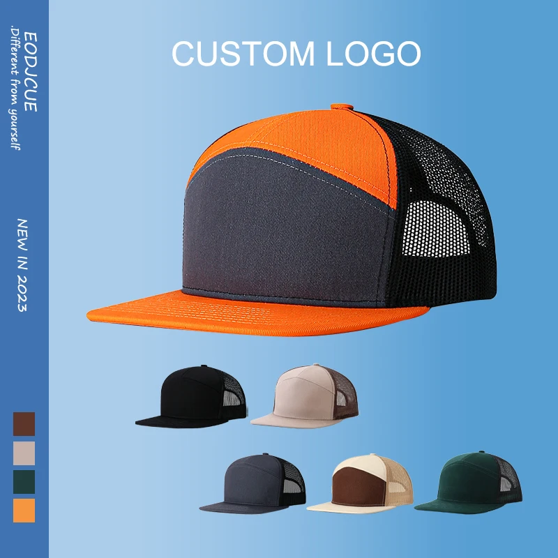 

New 7 Flaps Custom Baseball Cap Unisex High Quality Mesh Truck Hat 2023 Summer Outdoor Shade Kpop Caps Print Logo Snapback