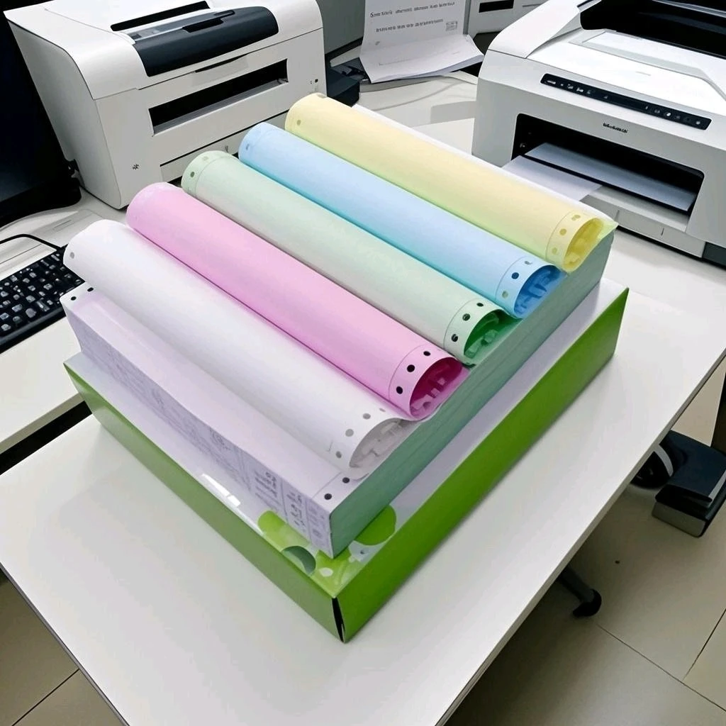 Makeasy 5L/2G Carbonless Printing Paper For Dot Matrix Printer 1000 Sheets 5 Layers Two Columns (Two Groups) Per Sheet