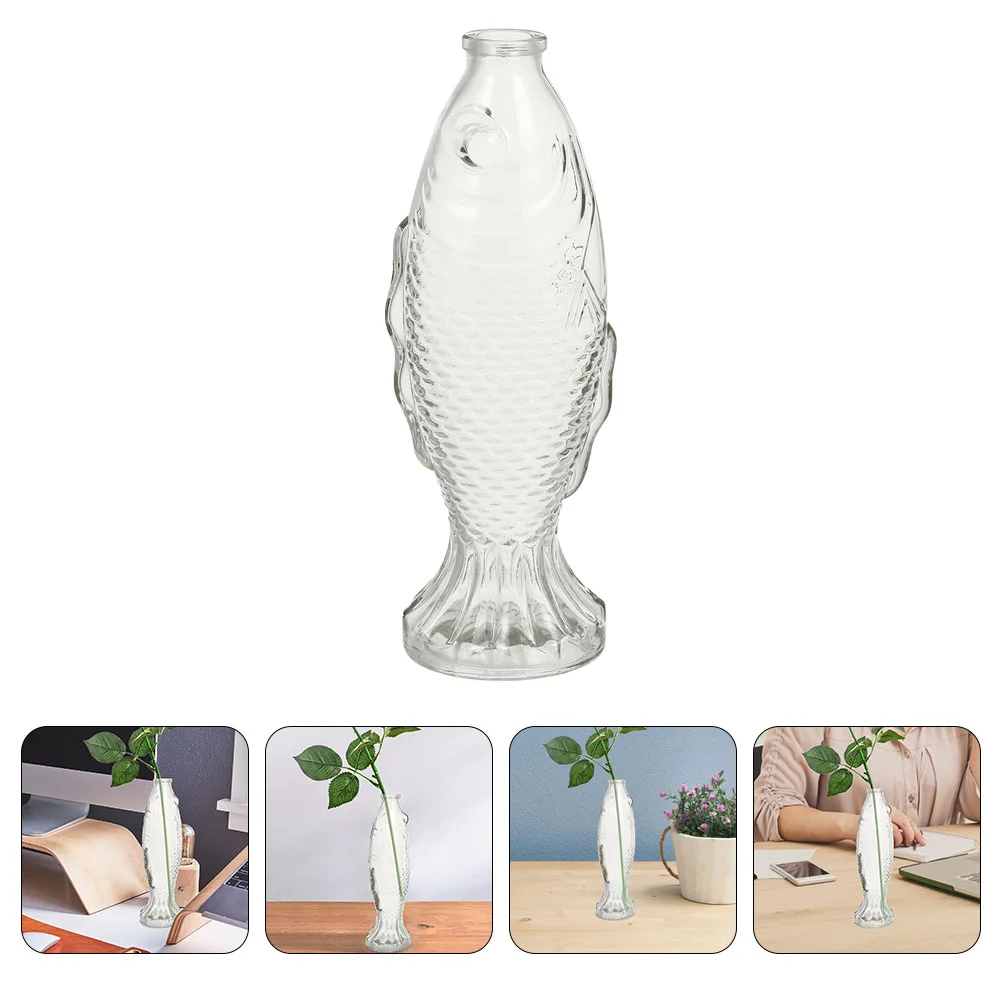 

Vase Glass Flower Fish Vases Centerpiece Table Plant Floral Holder Decorative Pot Wedding Crystal Bud Shaped Container Bottles