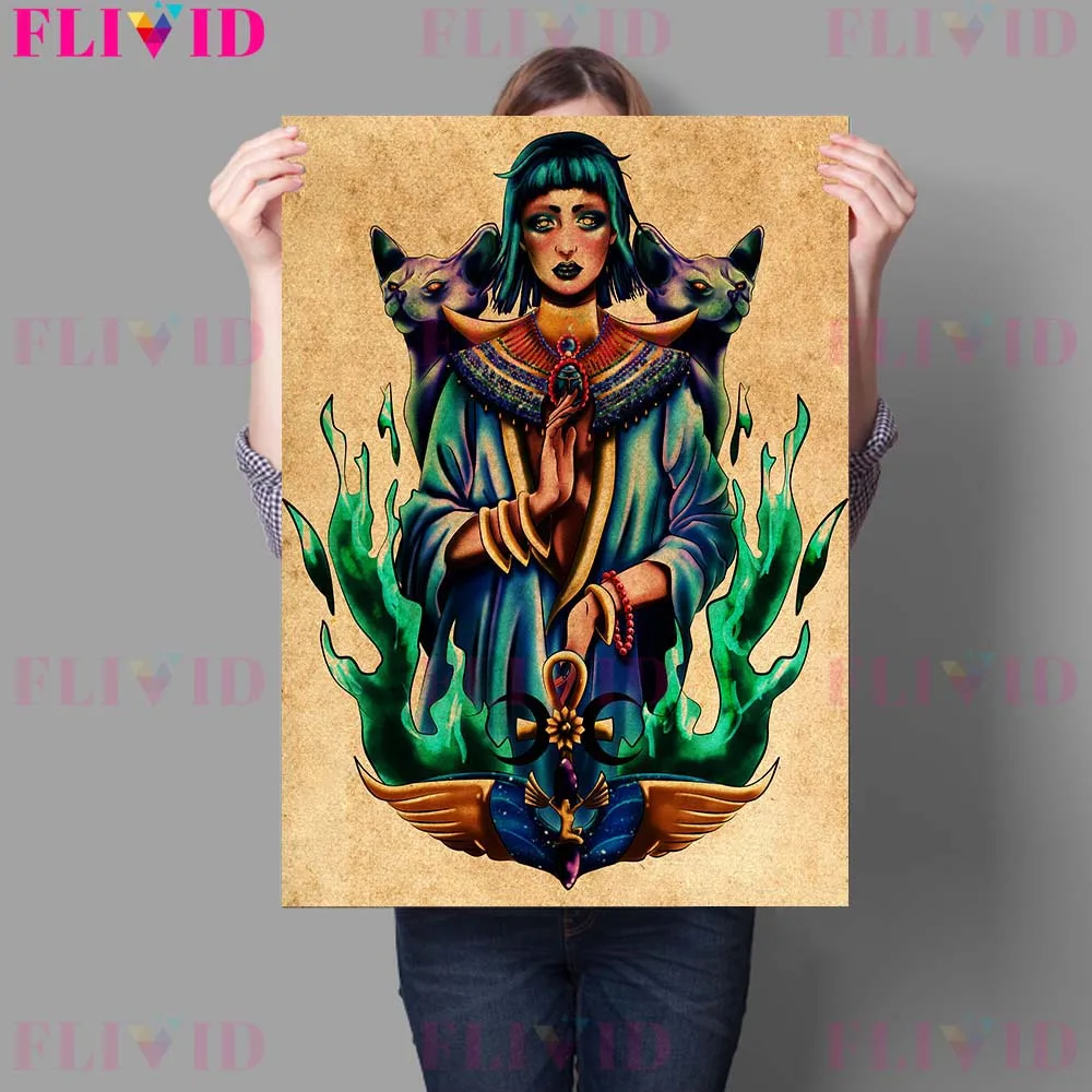 Vampire Raven Queen And Witch Hands Vintage Wall Art Canvas Painting Abstract Priestess Witchcraft Art Poster And Print Decor