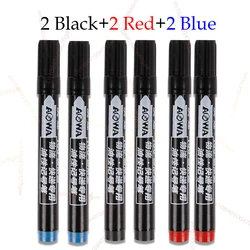 Vibrant Waterproof Ink Sketch & Drawing Marker Set - 6 Colors (2 Black 2 Red 2 Blue)