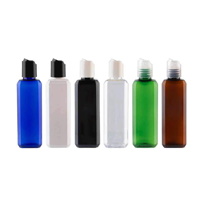 

50ml 100ml 50PCS Empty Square Plastic Bottles With Disc Caps Lotion Containers BPA Free Refillable Liquid Soap Bottle Travel