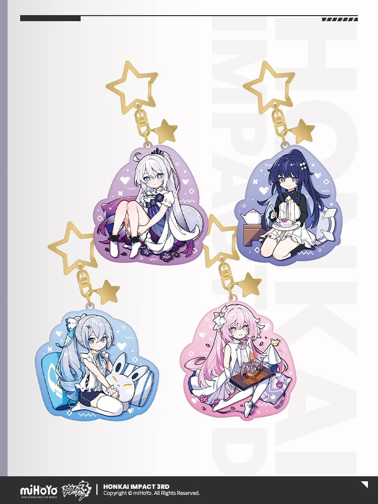 

Honkai Impact 3 Keychain HERRSCHER Theme Series Second Season Bronya Mei Kiana Elysia Cosplay Metal Pendant keyring