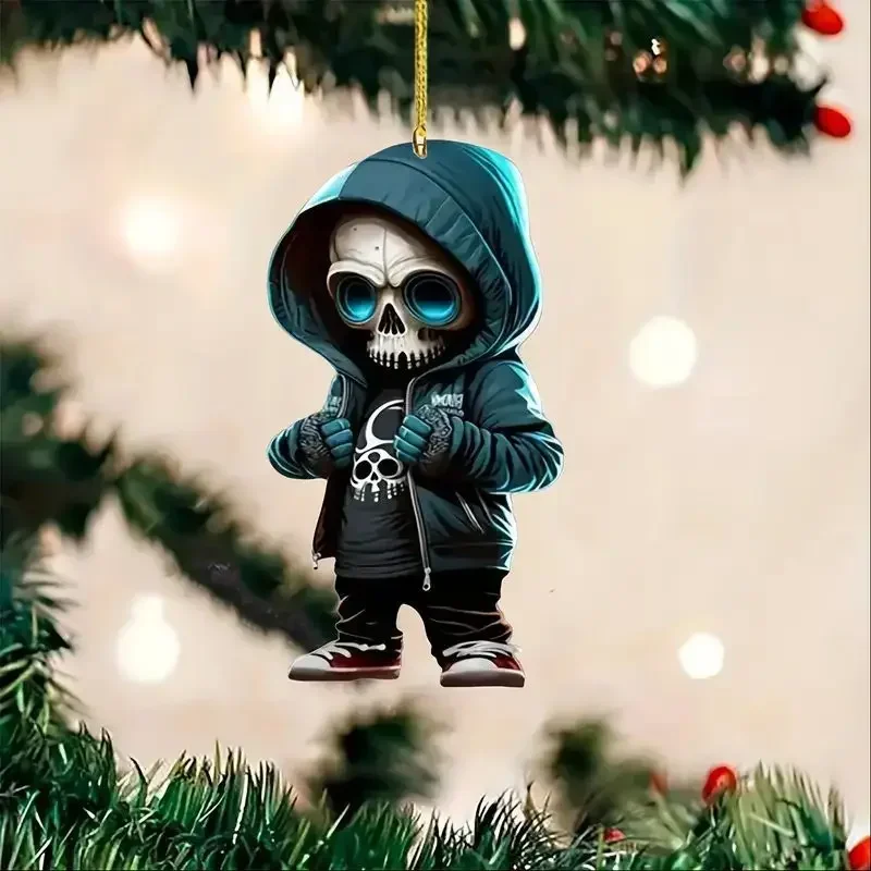 멋진 해골 백미러 펜던트 자동차 매달려 장식품 자동차 장식 액세서리 여성을위한 선물 남자 크리스마스 장식