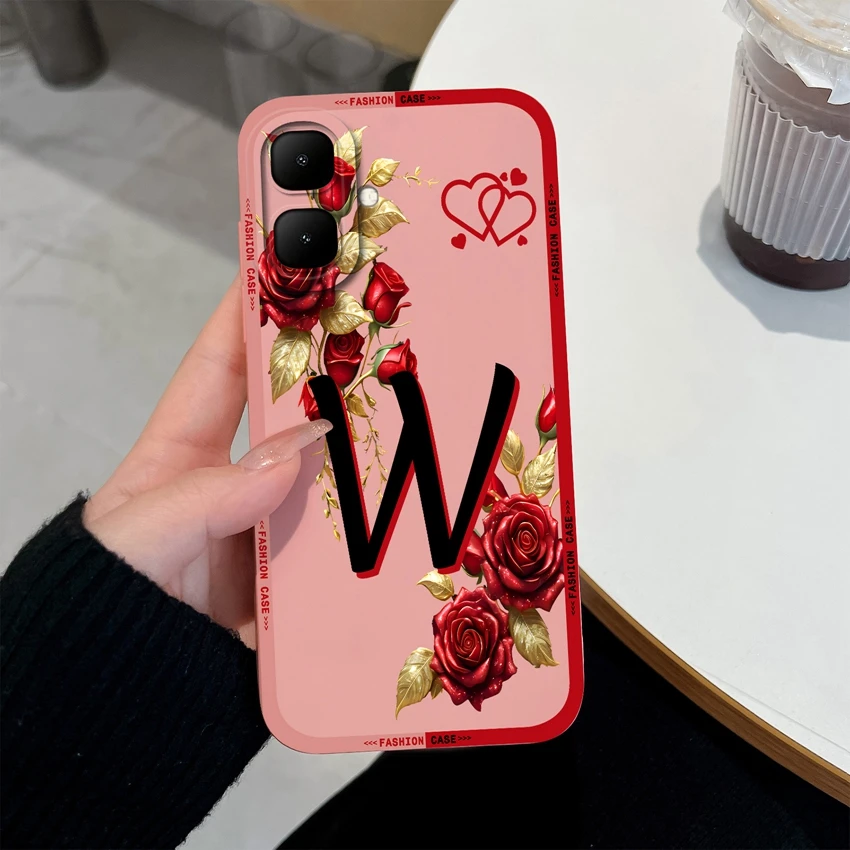 Rose Flower Letter Matte Silicone Shockproof Protective Phone Case