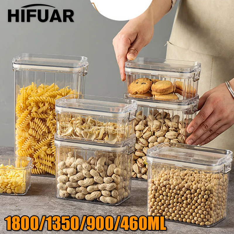 Food Storage Container Plastic Kitchen Refrigerator Noodle Box Multigrain  Storage Tank Transparent Sealed Cans 3 pcs-11 pcs sets