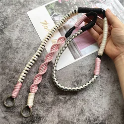 Handmade Crossbody Shoulder Strap with Exquisite Lanyard Design (Grey pink)