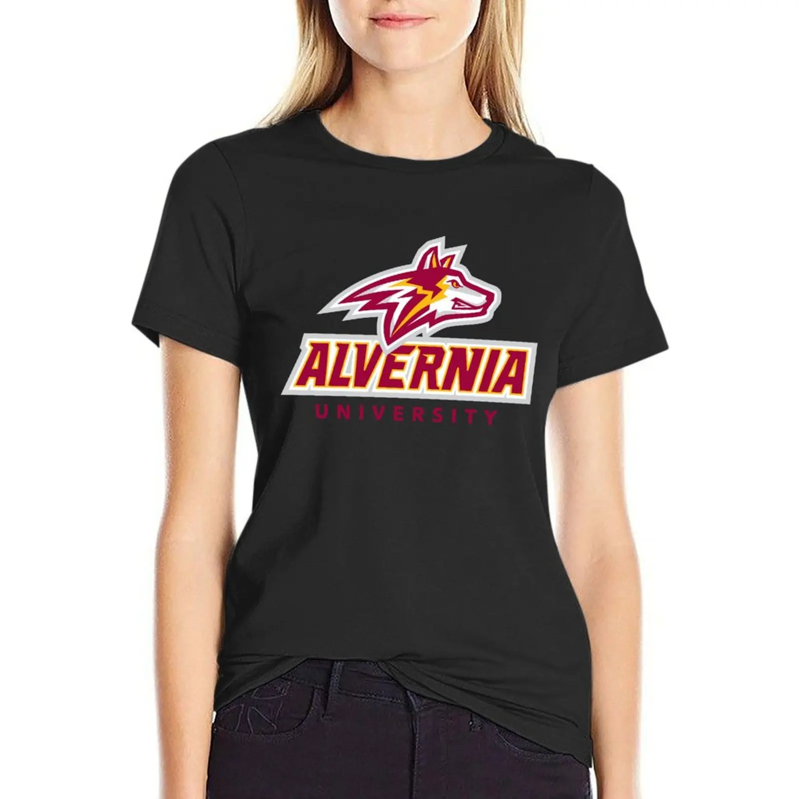 

Alvernia University golden wolves T-Shirt summer clothes funny Female clothing Woman T-shirts