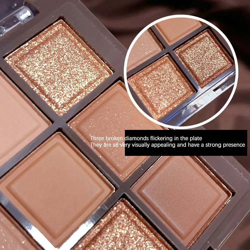 Chocolate Glitter Eyeshadow Palette Sparkling Matte Blendable High Pigment Shimmer Eyeshadow 9 Brown Palette Colors Shades N4K0