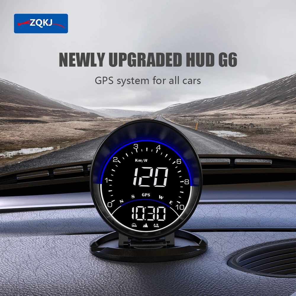 ZQKJ G6 HUD GPS System for All Car Head Up Display Digital Speedometer Auto  Electronics Accessories Speeding Alarm LCD Screen - AliExpress