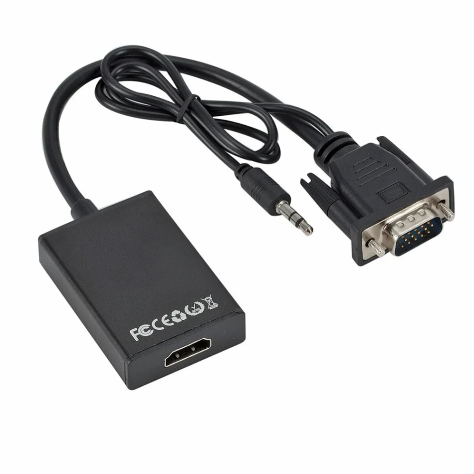 VGA to HDMI-compatible Converter Adapter Cable Full HD 1080P With Audio Output for PC Laptop to HDTV Projector hdmi to vga adapter cable vga to hdmi converter