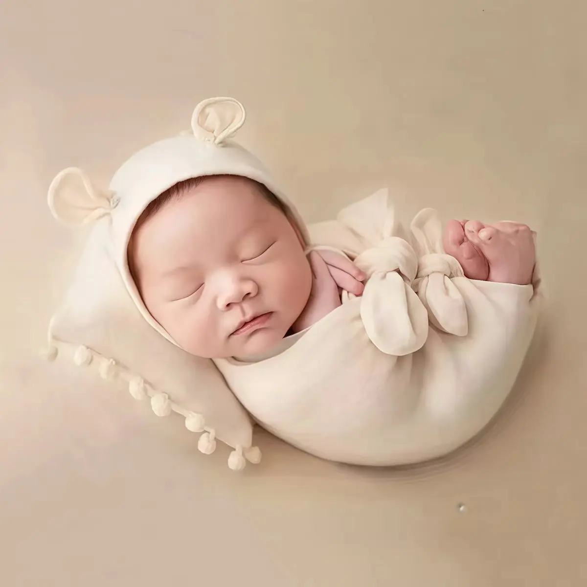 Ylsteed – enveloppes de photographie extensibles pour nouveau-né, avec oreilles, chapeau et oreiller, accessoires de prise de vue Photo pour nourrissons, idée de prise de Photo HD