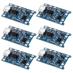 6PCS for TP4056 Charging Module with Battery Protection 18650 BMS 5V Micro-USB 1A Charge Board for 18650