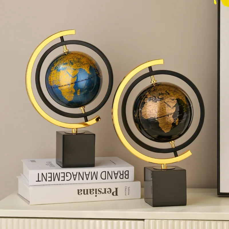 مجسم كرة أرضية معدني دوار من الرخام