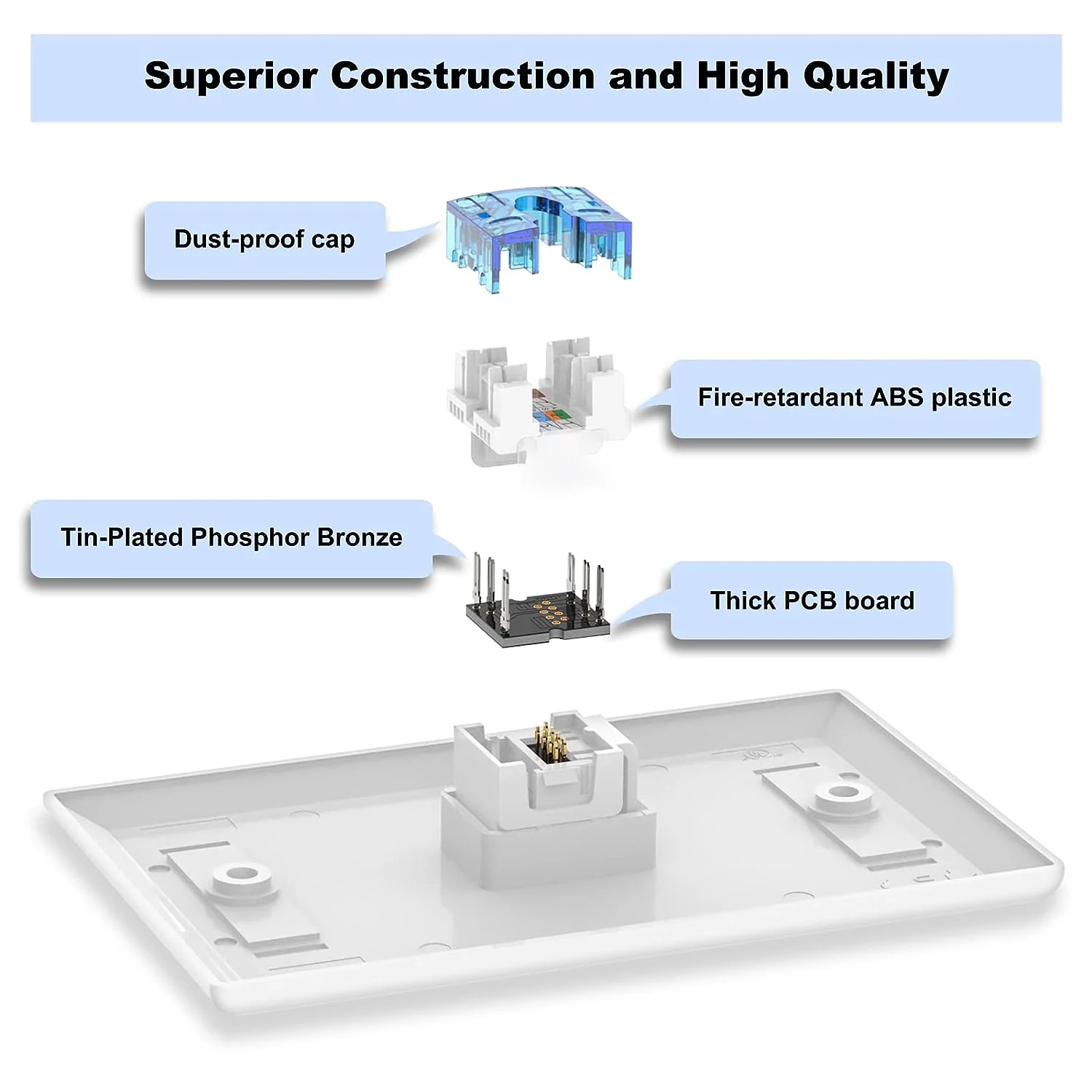 Jack, Jack Modular, 180 graus, Cat5e, Cat6, RJ45, Pacote de 10