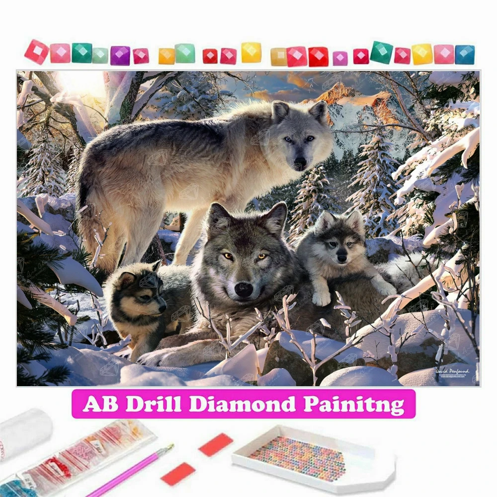 Black Wolf 5d Diamond Painting Kits For Christmas,animals Diy Full