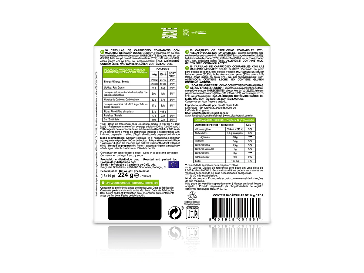 Cápsula De Cappuccino Para Máquinas Dolce Gusto