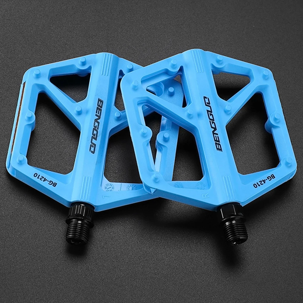 Double DU Bearing Nylon Bicycle Pedals with Reflector Ultralight Bike Pedals Waterproof Cycling Platform Pedals Bike Accessories