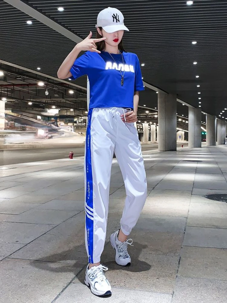 Summer Sportswear Tracksuit Women 2022 New Trendy Short Sleeve Round Neck Slim Casual Fashion Two Pieces Suit Joggin