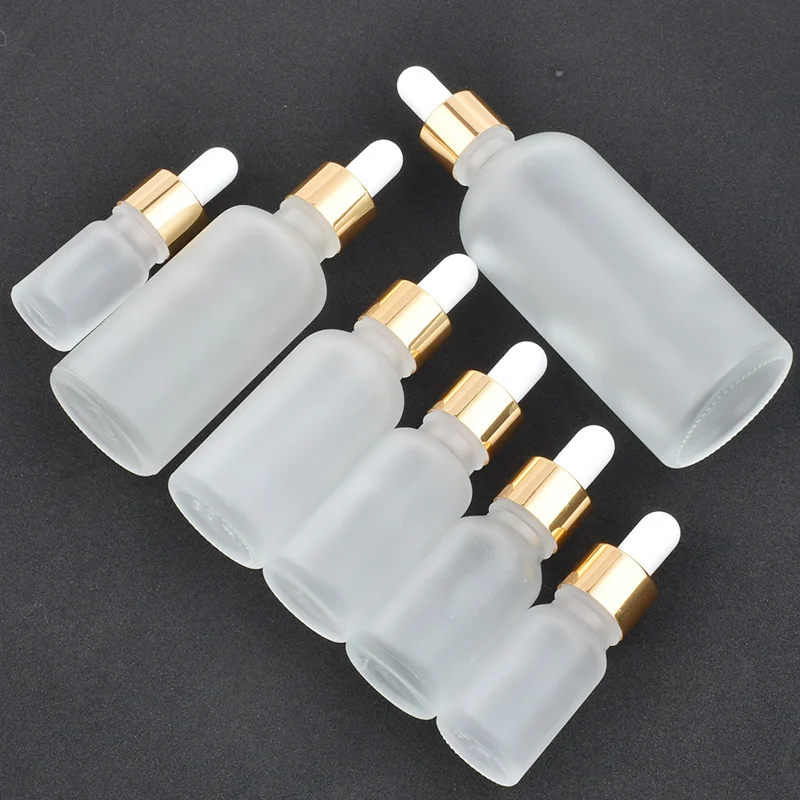 12 x 5ml 10ml 15ml 30ml 50ml 100ml Frost Glass Dropper Bottle Empty Cosmetic Packaging Container Vials Essential Oil Bottles wholasale 5ml 15ml frost cream box great blue bottle cream pink cosmetic bottle separate packing box makeup cosmetic container