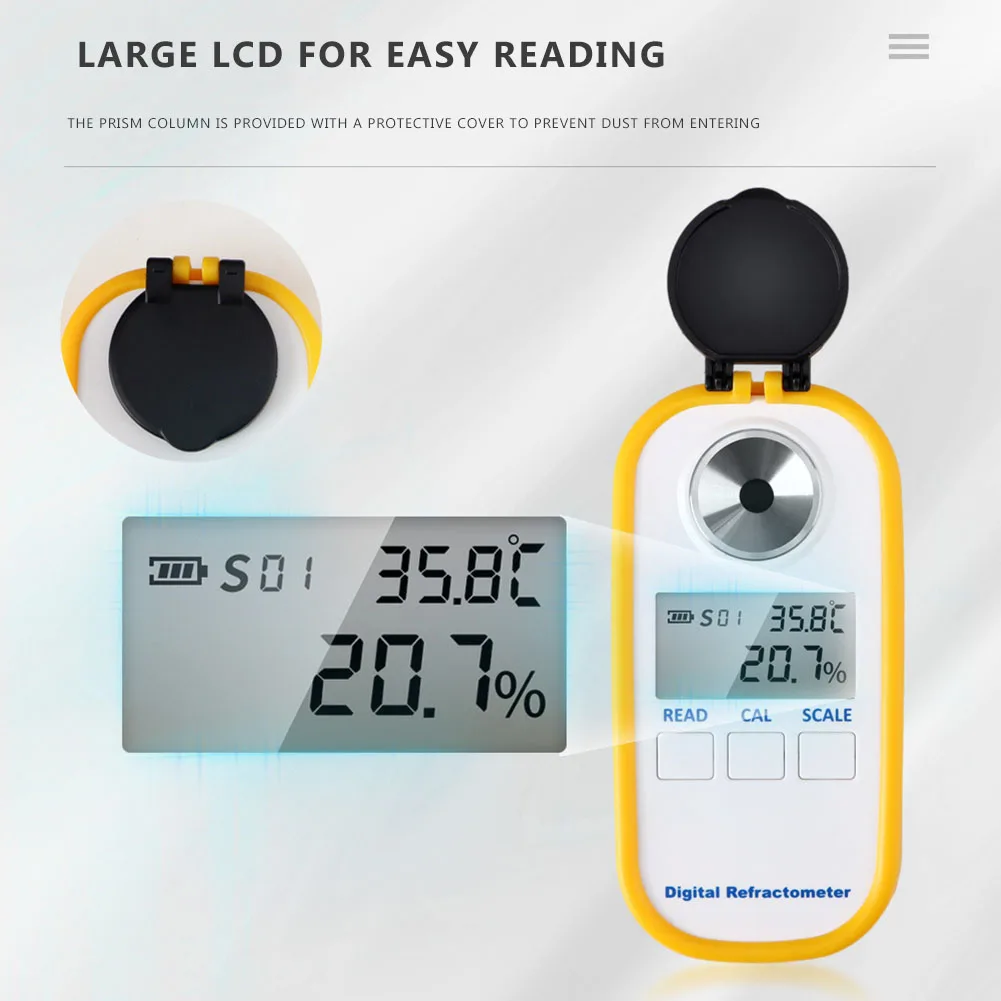 스피릿 알코올 굴절계 범위 0-80% 알코올 굴절 지수 테스터 LCD 디스플레이, 스피릿 알코올 부피 퍼센트