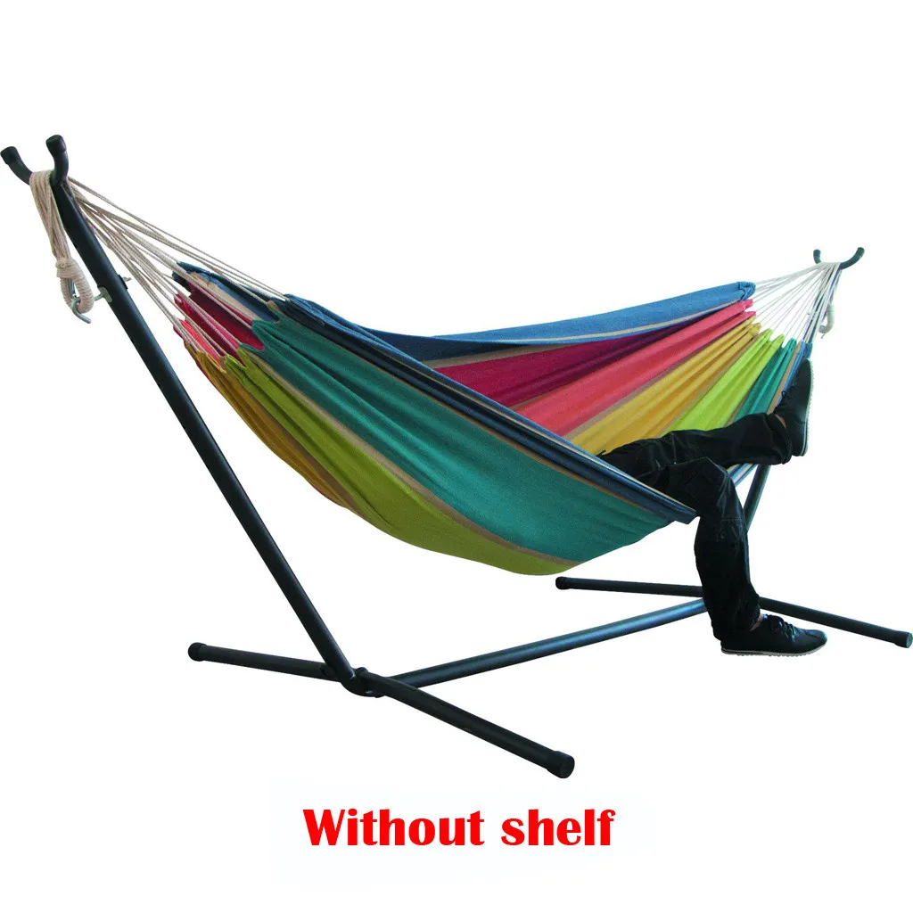 Hanging Hammock With Spreader Bar Swing Chair Outdoor Travel Camping Stripe Sleeping Hang Bed Garden Yard Patio Hammocks 5